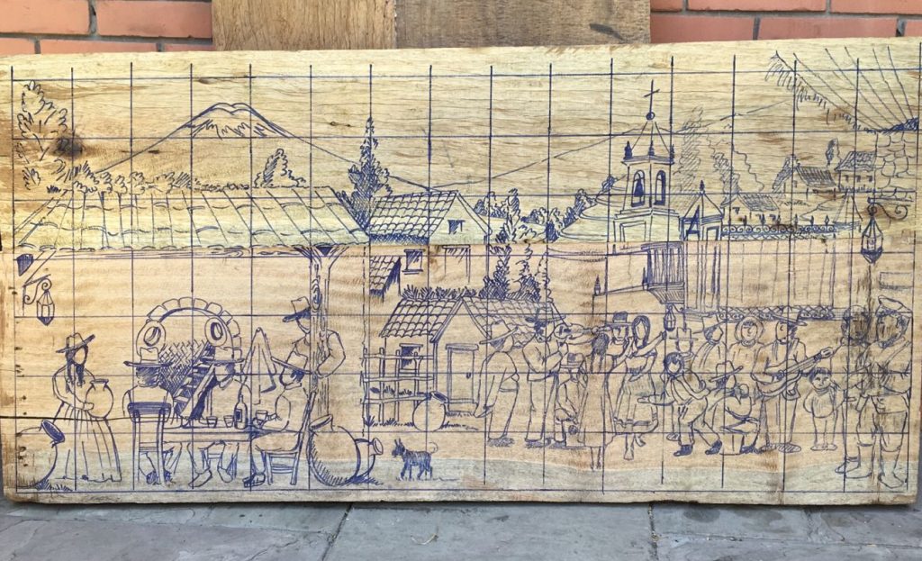 Diseño previo de cuadro relieve tallado en madera | Fibras y Hebras