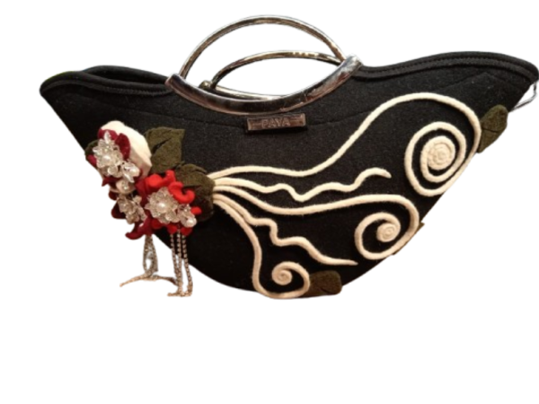 Bolso De Fieltro Con Flores De Metal BO31